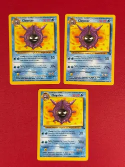 Cloyster 32/62 Lot of 3 Pokemon TCG Fossil Regular Cards in Good Condition - Image 1