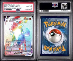 Pokemon TCG Evolving Skies Lycanroc VMAX Holo Secret Rare Card 213/203 PSA 10 - Image 1