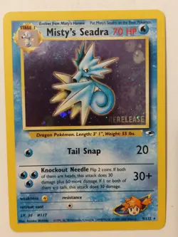 Misty's Seadra #9 Prerelease Promo Rare Gym Heroes Pokemon Card NM VINTAGE Z4 - Image 1