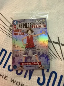 One Piece Monkey.D.Luffy US College Basketball Promo Card *SEALED* - Image 1