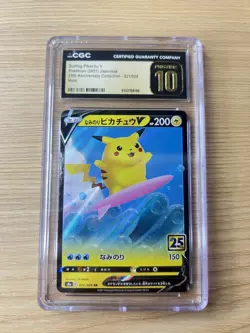 CGC 10 Pristine Surfing Pikachu V 021/028 RR 25th Anniversary Collection Pokemon - Image 1