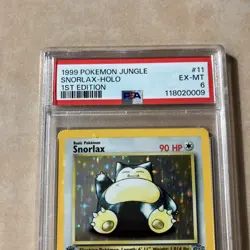Pokemon TCG Snorlax 11/64 Jungle 1999 1st Edition Holo Rare Grade PSA 6 - Image 2