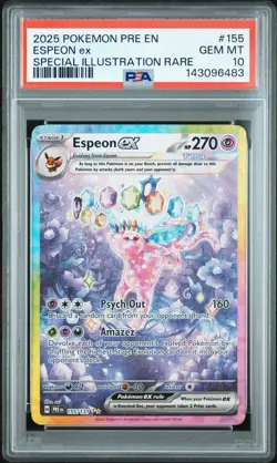 2025 Pokemon Prismatic Evolutions Espeon EX #155/131 SIR PSA 10 Gem Mint - Image 1