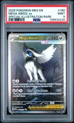 2025 POKEMON MEG EN-MEGA EVOLUTION SPECIAL ILLUSTRATION RARE MEGA ABSOL EX PSA 9 - Image 1