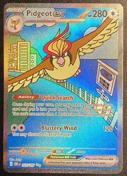 Pidgeot ex SIR 225/197 Pokemon TCG Obsidian Flames Special Illustration Rare NM - Image 1