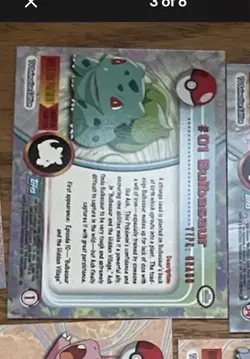 Topps TV Animation #01 Bulbasaur - Blue Logo - Pokemon Card - Series 1 - NM - Image 2