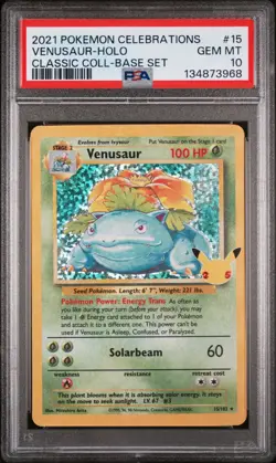 2021 POKEMON CELEBRATIONS CLASSIC COLL #15 VENUSAUR-HOLO PSA 10 - Image 1