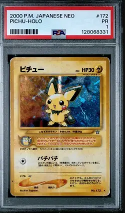 PSA 1 Pichu Pokemon Japanese Neo Holo 2000 #172 - Image 1