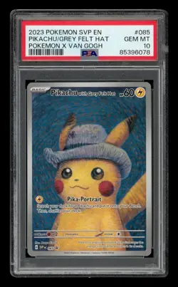 2023 Pokemon X Van Gogh Svp En: # 85 Pikachu/Grey Felt Hat, Crack in Case PSA 10 - Image 1