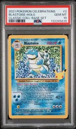PSA 10 Blastoise 2/102 Celebrations Classic Collection Pokemon - Image 1