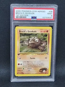 PSA 9 2000 Pokemon Gym Heroes 1st Ed. Brock's Geodude 38/132 - Image 1