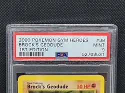 PSA 9 2000 Pokemon Gym Heroes 1st Ed. Brock's Geodude 38/132 - Image 2