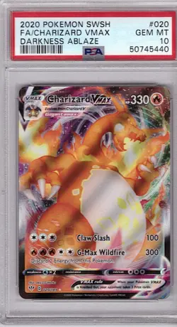 2020 POKEMON SWORD & SHIELD DARKNESS ABLAZE #020 CHARIZARD VMAX PSA 10 - Image 1