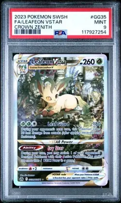 2023 Pokemon Crown Zenith Leafeon VSTAR #GG35 Full Art PSA 9 - Image 1