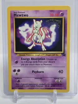 1999 Mewtwo #3 Black Star WB Pokemon the First Movie Promo LP - Image 1