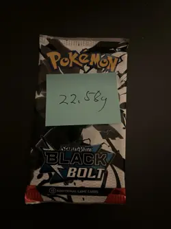 Heavy 22.58g Pokemon TCG SV 10.5 Black Bolt Booster Pack Sealed! - Image 3