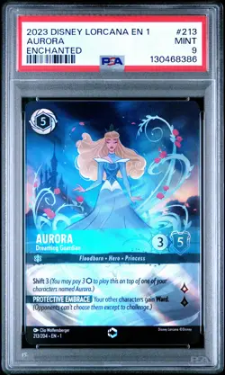 2023 DISNEY LORCANA EN 1-THE FIRST CHAPTER ENCHANTED #213 AURORA PSA 9 - Image 1