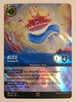 Disney Lorcana✨Enchanted ✨Alice- Growing Girl Rainbow Foil! 213/204 EN-2 - Image 1