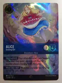 Disney Lorcana✨Enchanted ✨Alice- Growing Girl Rainbow Foil! 213/204 EN-2 - Image 2