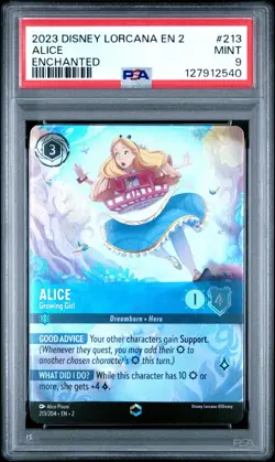 Disney Lorcana - Rise of the Floodborn Alice - Growing Girl (Enchanted) - PSA 9 - Image 3