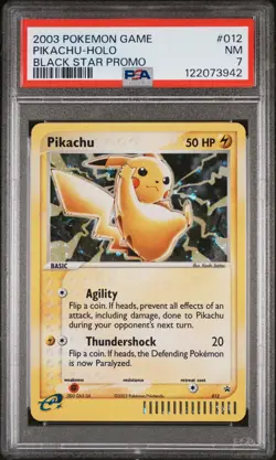 2003 POKEMON BLACK STAR PROMO #012 PIKACHU-HOLO PSA 7 - Image 1
