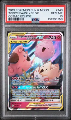 Togepi & Cleffa & Igglybuff GX 143/236 Sun & Moon Cosmic Eclipse Holo PSA 10 - Image 1