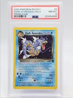DARK GYARADOS 2000 POKEMON TEAM ROCKET PRERELEASE HOLO RARE A 8/82 PSA 8 Q0004 - Image 1