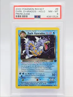 DARK GYARADOS 2000 POKEMON TEAM ROCKET PRERELEASE HOLO RARE B 8/82 PSA 8 Q0004 - Image 1