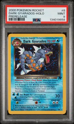 2000 POKEMON ROCKET PRERELEASE #8 DARK GYARADOS-HOLO PSA 9 - Image 1