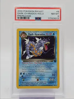 DARK GYARADOS 2000 POKEMON TEAM ROCKET PRERELEASE HOLO RARE 8/82 PSA 8 Q0004 - Image 1
