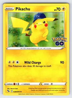 Pikachu 028/078 2022 Pokemon GO Pokemon Card TCG Nintendo Holo Rare - Nm - Image 1