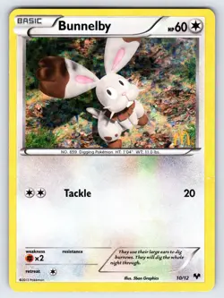 Bunnelby 10/12 2013 McDonald's Exclusive Pokemon Card TCG Promo Holo Rare - Mp - Image 1