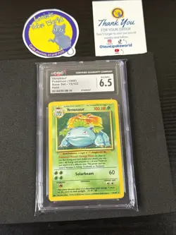 HOLO 1999 Pokemon Card Base Set Unlimited WOTC - CGC 6.5 - Venusaur Graded - Image 1