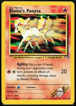 Blaine's Ponyta 63/132 Common Gym Heroes Pokemon Card - Image 1