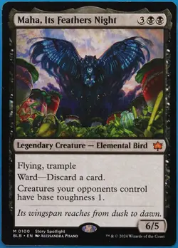 Maha, Its Feathers Night Bloomburrow PLD Mythic Rare CARD (511094) ABUGames - Image 1