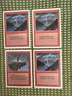 MTG Revised - Lightning Bolt - (x4) - LP - very nice looking vintage cards - Image 1