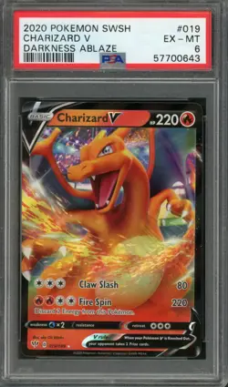 2020 Pokemon Sword and Shield Darkness Ablaze Charizard V #19 PSA 6 - Image 1