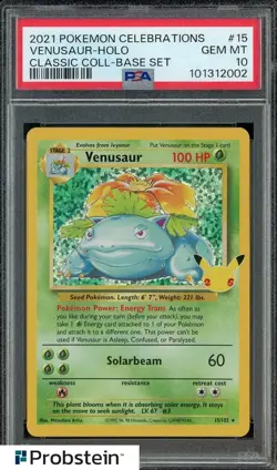 2021 Pokemon Celebrations Classic Coll #15 Venusaur Holo PSA 10 GEM MINT - Image 1