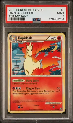 2010 POKEMON HEARTGOLD & SOULSILVER TRIUMPHANT #8 RAPIDASH-HOLO PSA 9 - Image 1