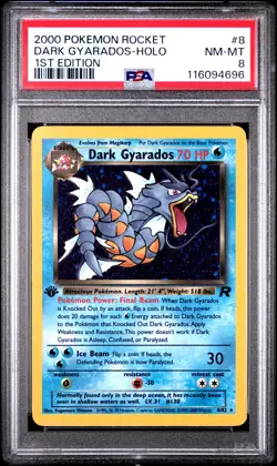 Dark Gyarados-Holo 1st Edition Pokemon Rocket 8 NM PSA NM-MT 8-4696 - Image 1