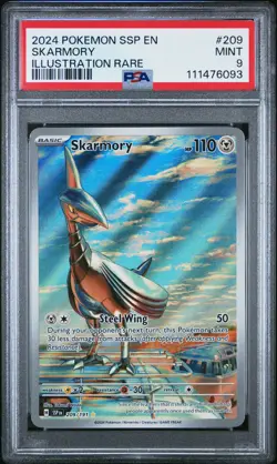 2024 POKEMON SSP EN-SURGING SPARKS ILLUSTRATION RARE #209 SKARMORY PSA 9 - Image 1