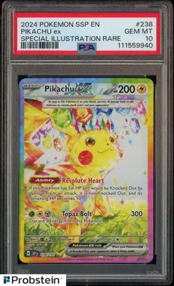 2024 Pokemon SSP EN Special Illustration Rare #238 Pikachu ex PSA 10 GEM MINT - Image 1