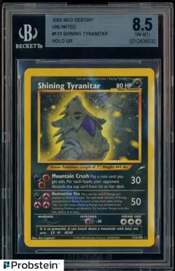 2002 Pokemon Neo Destiny Unlimited #113 Shining Tyranitar Holo UR BGS 8.5 - Image 1