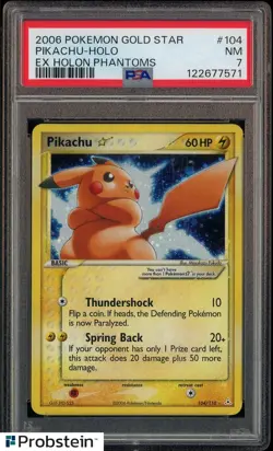 2006 Pokemon Gold Star Ex Holon Phantoms #104 Pikachu Holo PSA 7 NM - Image 1