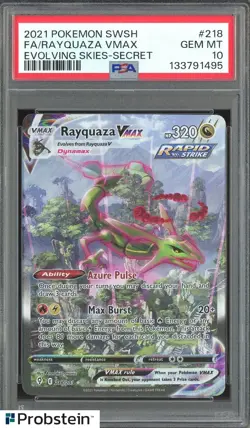 2021 Pokemon SWSH Evolving Skies Secret #218 FA Rayquaza PSA 10 GEM MINT - Image 1