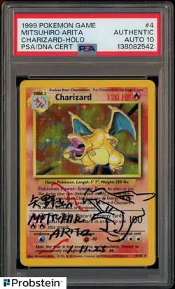 Mitsuhiro Arita Signed 1999 Pokemon Game #4 Charizard Holo PSA/DNA AUTH AUTO 10 - Image 1