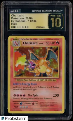 2016 Pokemon XY Evolutions Charizard 11/108 Holo CGC PRISTINE 10 - Image 1
