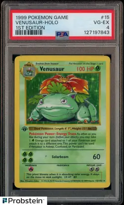 1999 Pokemon Game 1st Edition #15 Venusaur - Holo PSA 4 VG-EX - Image 1