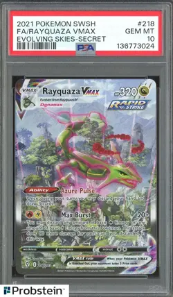 2021 Pokemon SWSH Evolving Skies Secret #218 FA Rayquaza PSA 10 GEM MINT - Image 1