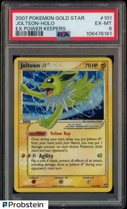 2007 Pokemon Gold Star EX Power Keepers #101 Jolteon Holo PSA 6 EX-MT - Image 1